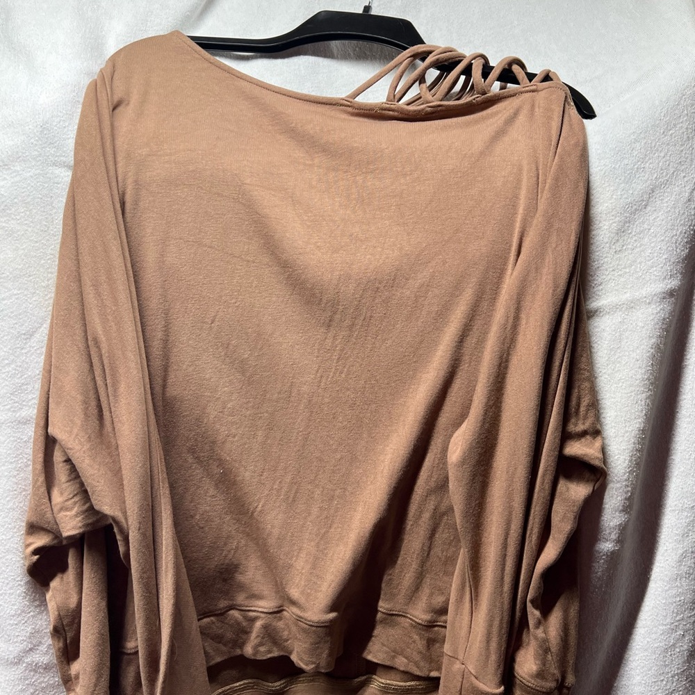white birch Mauve-Tan Strappy Shoulder Sweatshirt